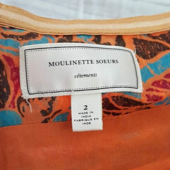 Moulinette Soeurs Island Holiday Dress Orange Size 2 V Neck Halter Anthropologie - Picture 5 of 7